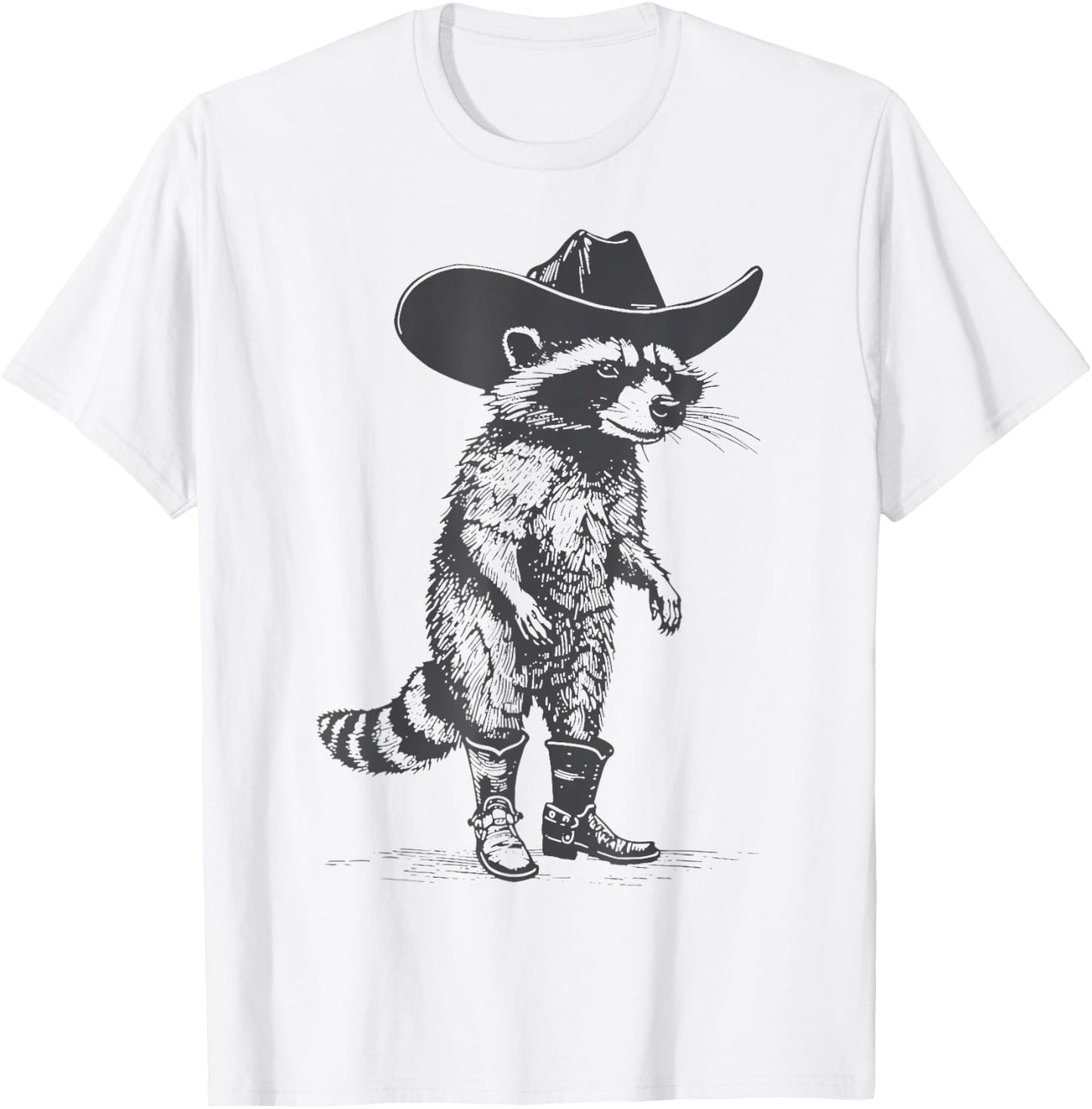 Vintage Western Country Raccoon Cowboy Cowgirl Trash Panda T-Shirt - T-Shirt | White