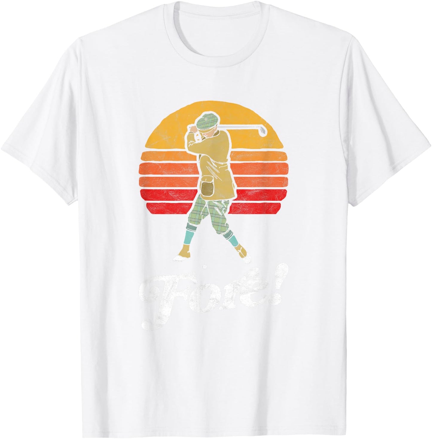 Fore! Vintage Golf Swing Retro Style Golfer T-Shirt - T-Shirt | White