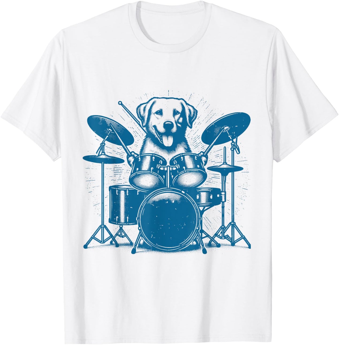 Drummer Dog Playing Drums Vintage Art Dog On Drums Women T-Shirt - T-Shirt | White