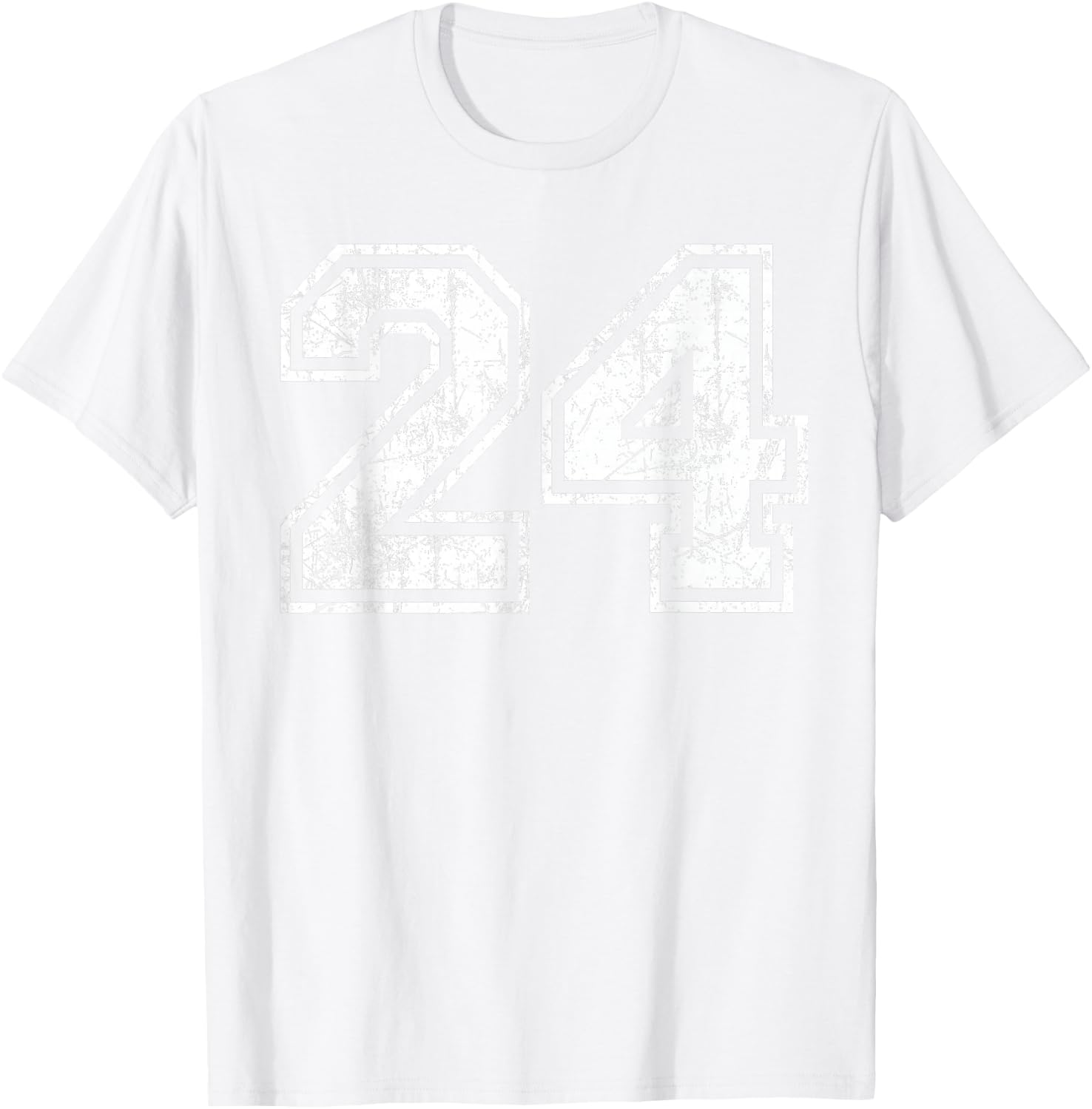 Basketball Player Jersey Number 24 Vintage Distressed Gift T-Shirt - T-Shirt | White