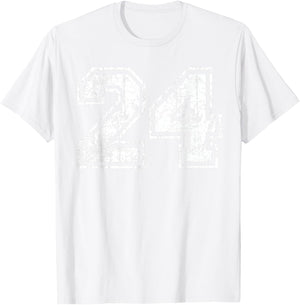 Basketball Player Jersey Number 24 Vintage Distressed Gift T-Shirt - T-Shirt | White