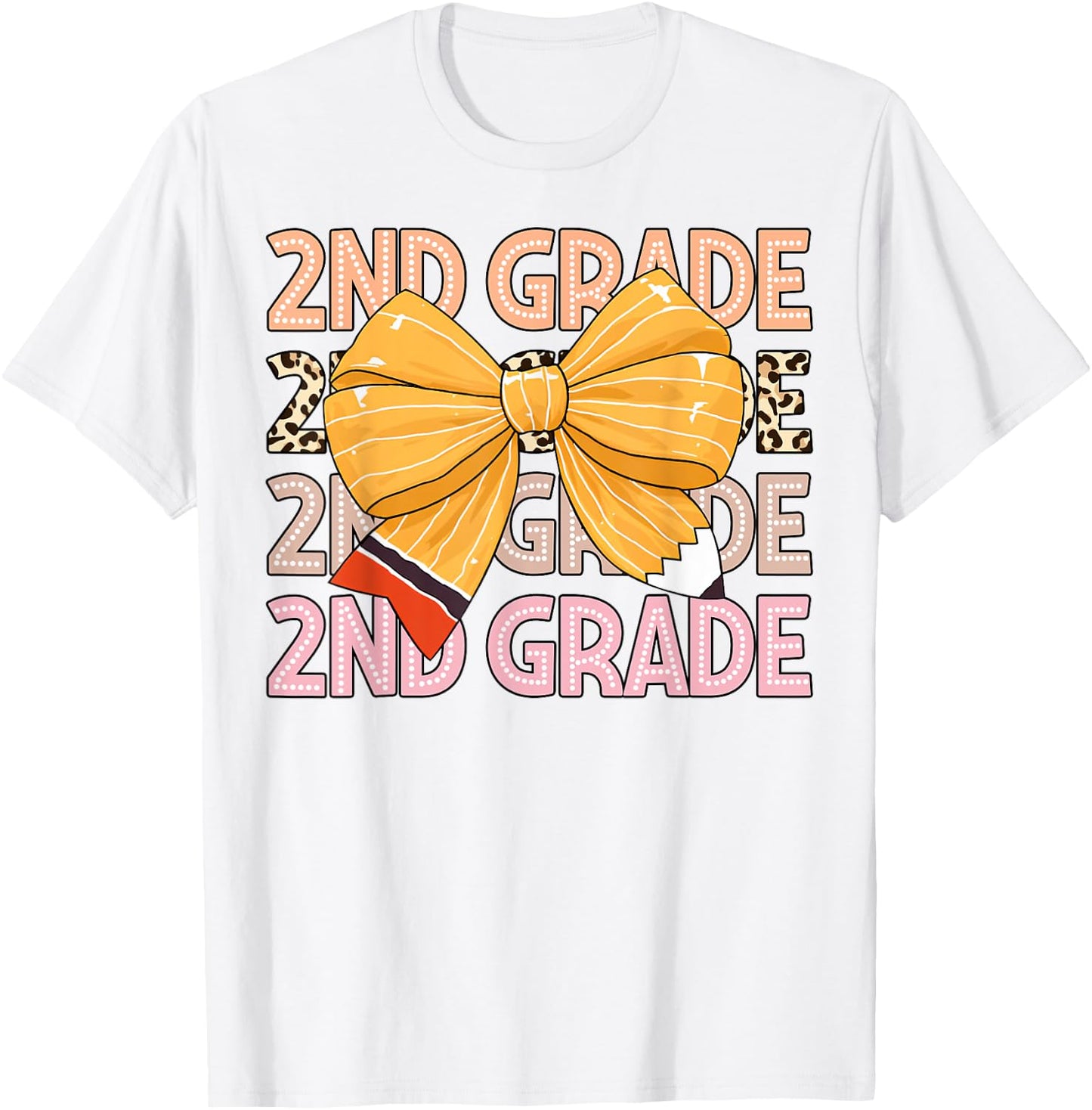 2nd Grade Teacher Pencil Coquette Bow Back To School Women Girls Kids T-Shirt - T-Shirt | White