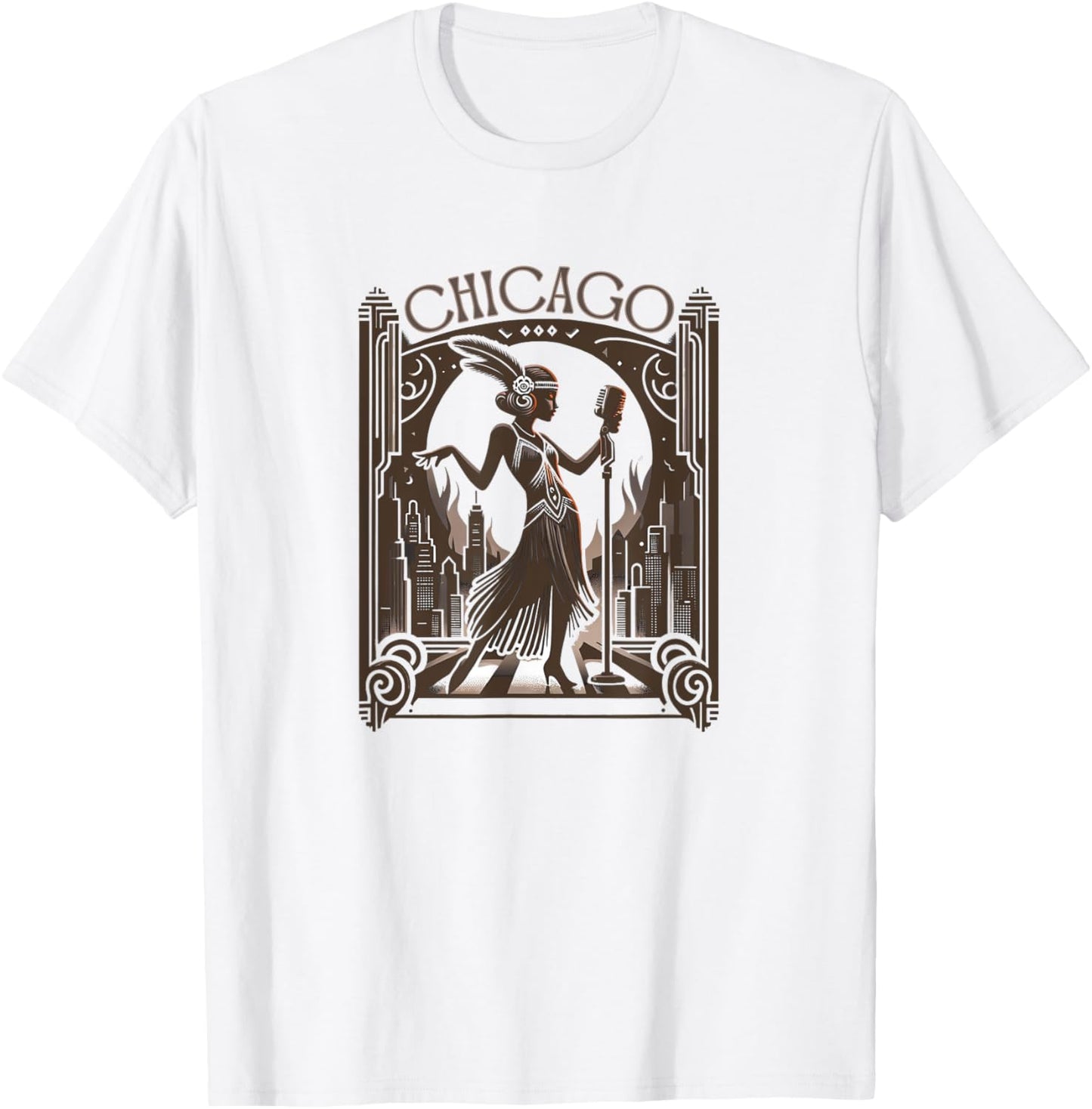 Chicago Jazz Art Deco 1920s Musical Theatre Musicals Flapper T-Shirt - T-Shirt | White