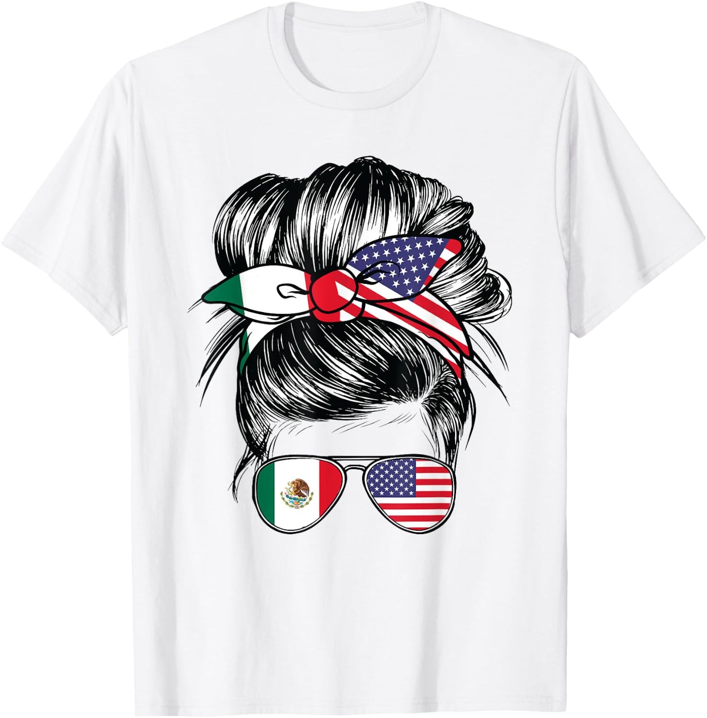 Mexican Flag Mexico Women American USA Heritage Mexico T-Shirt - T-Shirt | White