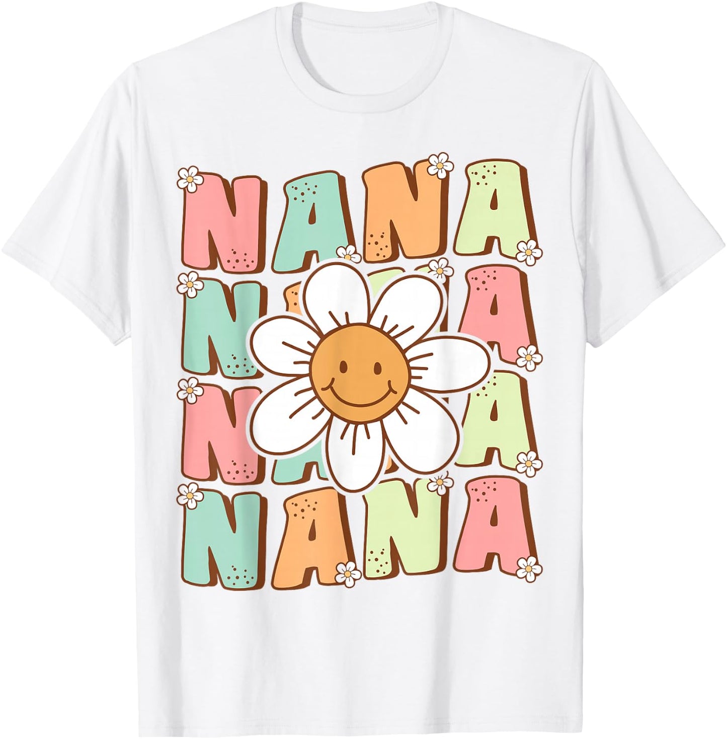 Cute Groovy Nana 70s Family Birthday Party Daisy Flower T-Shirt - T-Shirt | White