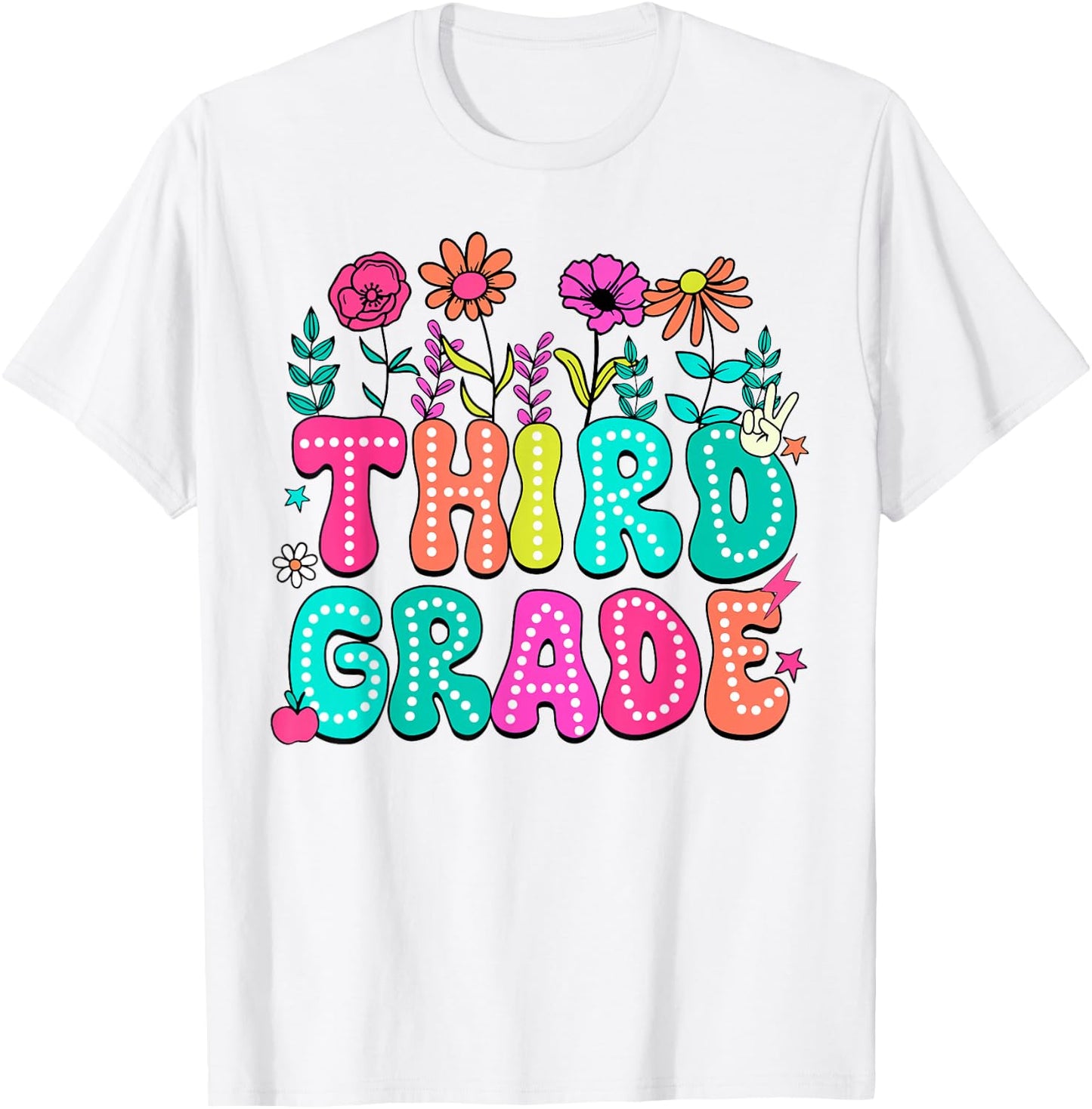 3rd Grade Teacher Student Wildflower Back To School Floral Women Girls Kids T-Shirt - T-Shirt | White