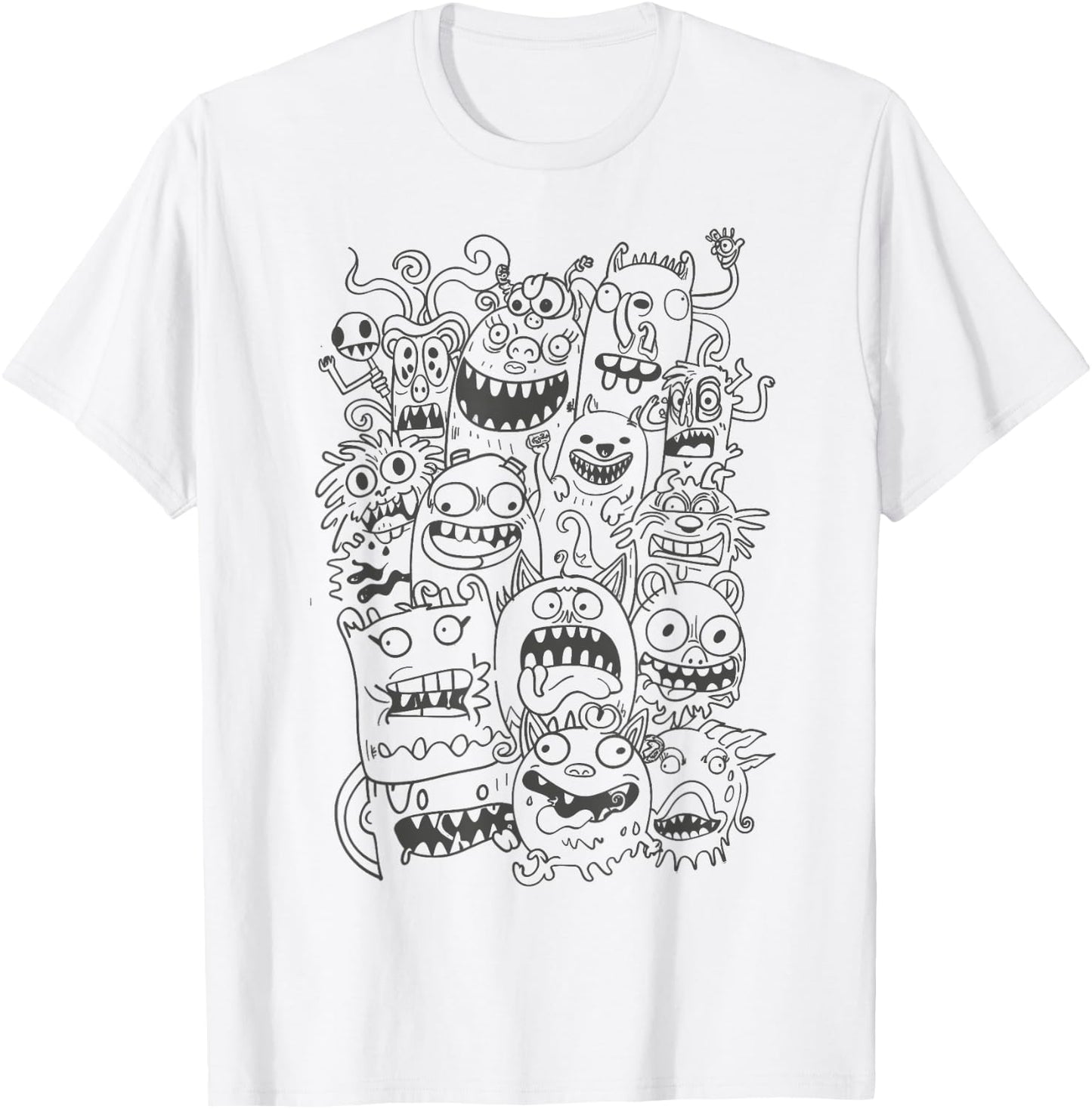 Cute Cartoon Funny Monsters Art for Kids T-Shirt - T-Shirt | White