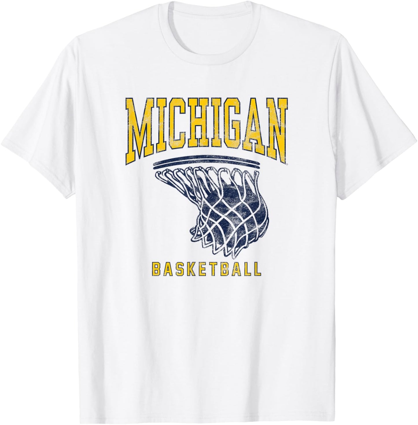 University of Michigan Wolverines U of M Basketball Hoop T-Shirt - T-Shirt | White