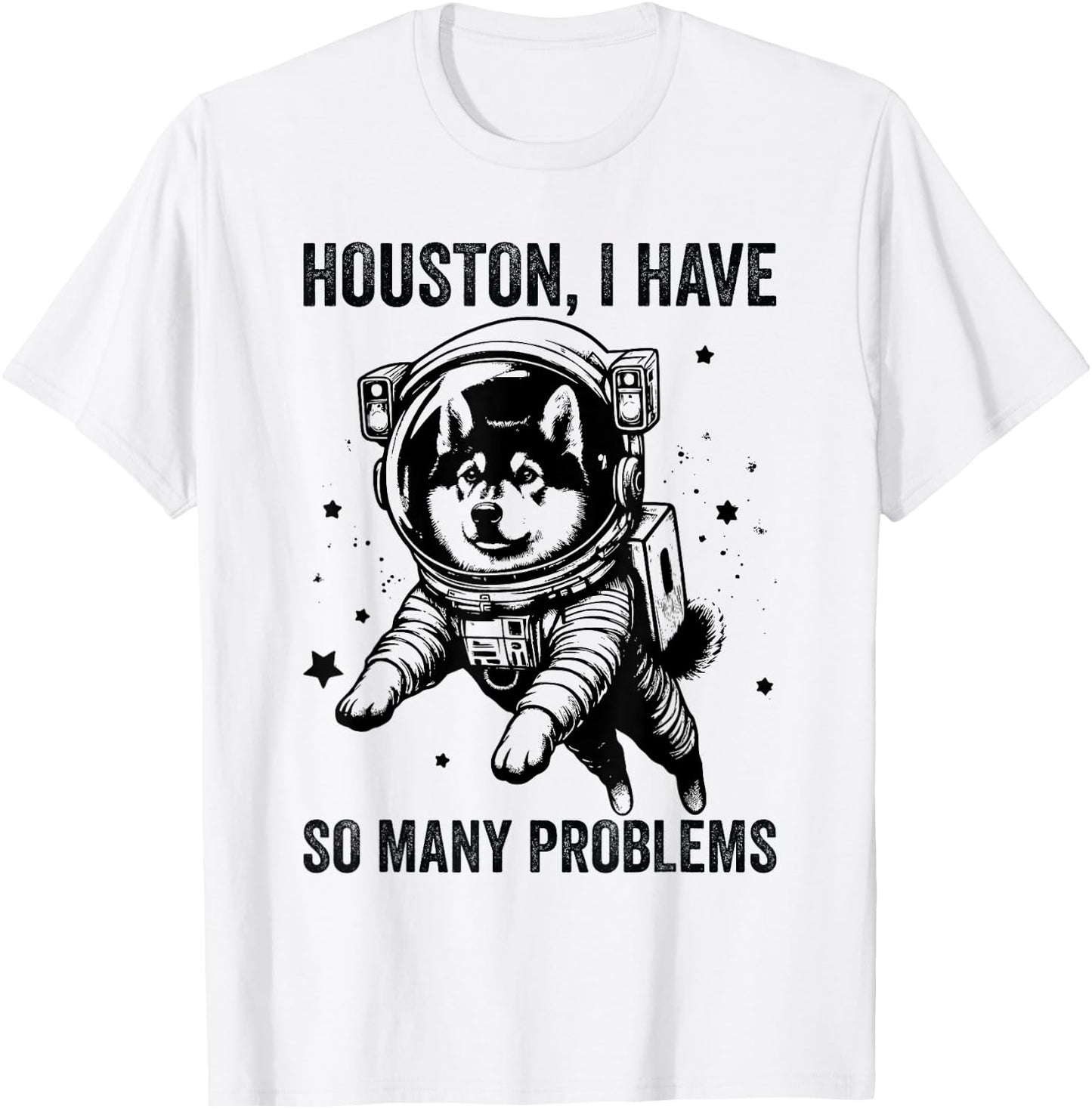 Dog Dad Mom Space - Houston Problem Norwegian Elkhound Men Women T-Shirt - T-Shirt | White