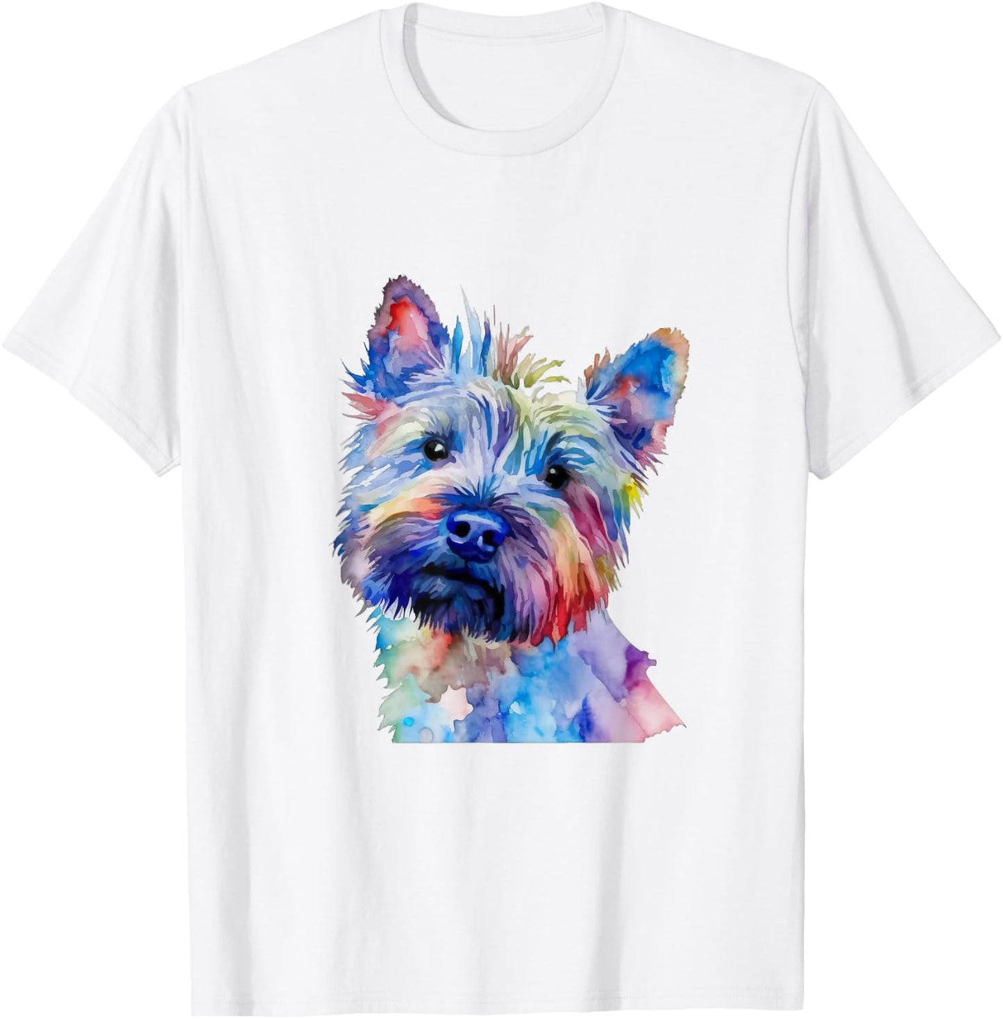 Cairn Terrier Dog Colorful Watercolor Dog Men Women Kids T-Shirt - T-Shirt | White