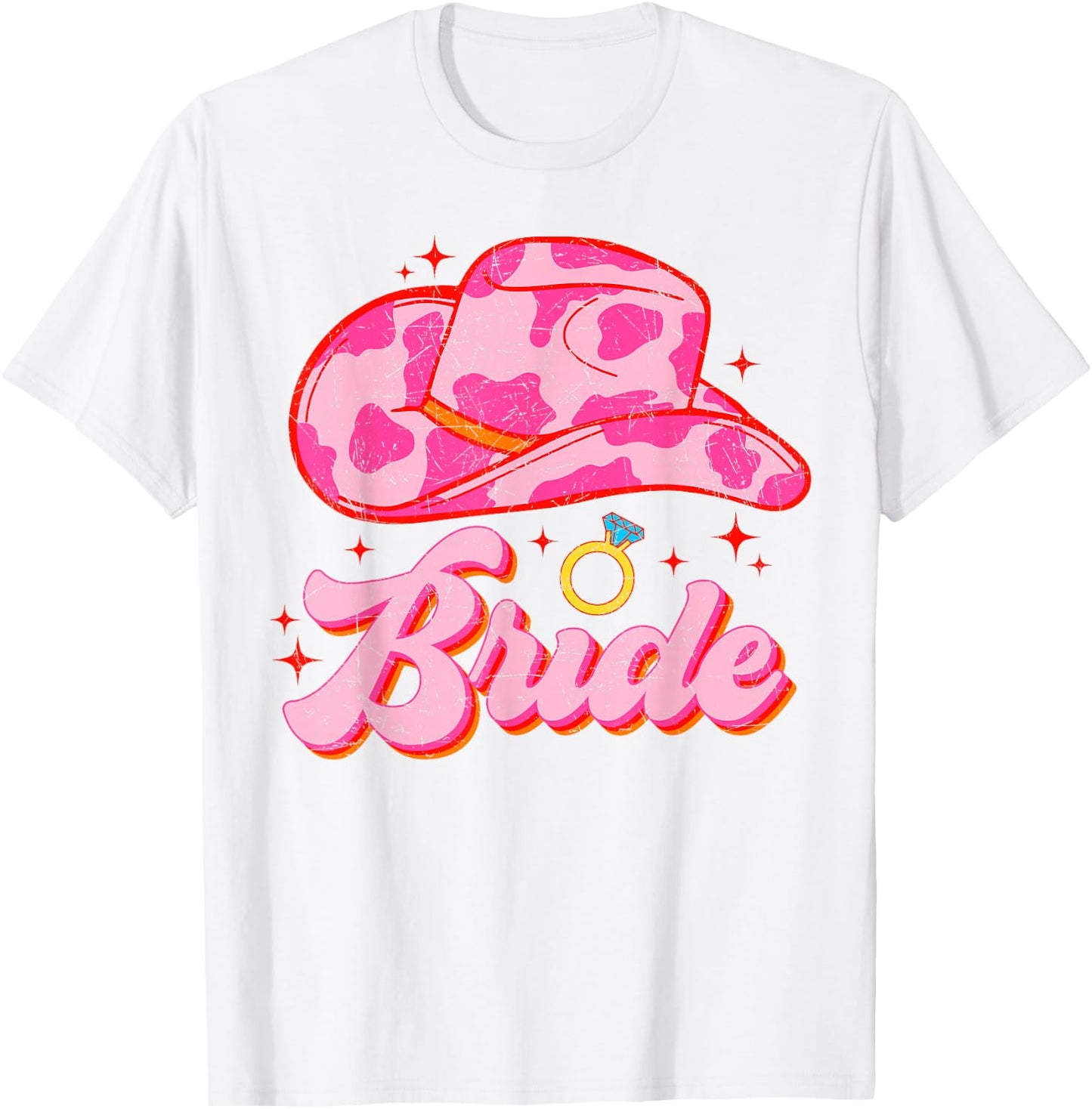 Bride Country Cowgirl Hat Western Bachelorette Party T-Shirt - T-Shirt | White
