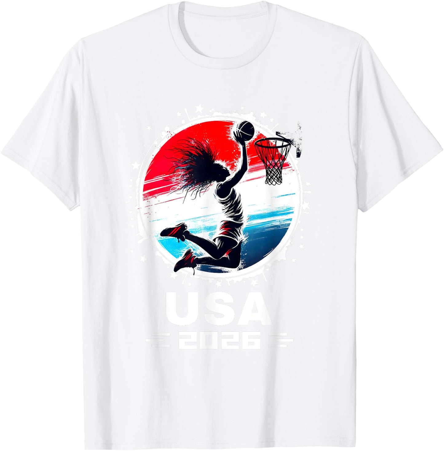 Basketball 2026 Women Basketball USA Flag 2026 T-Shirt - T-Shirt | White