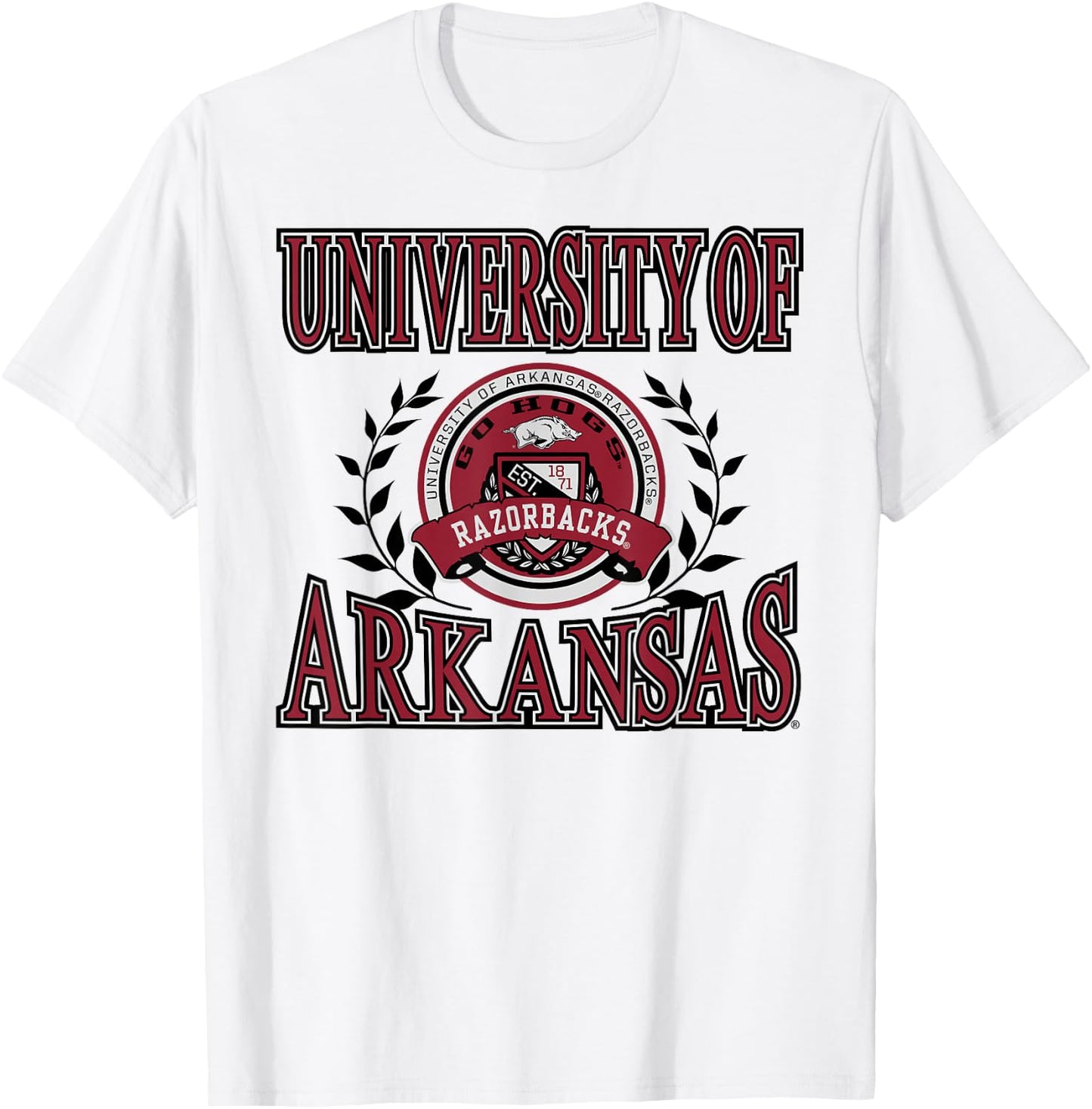 Arkansas Razorbacks Laurels Officially Licensed T-Shirt - T-Shirt | White