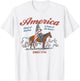 America Land of The Free Western Horse 4th of July Patriotic T-Shirt - T-Shirt | White
