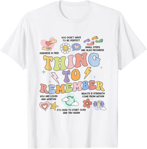 Mental Health Things to Remember CBT DBT Therapy Counseling T-Shirt - T-Shirt | White