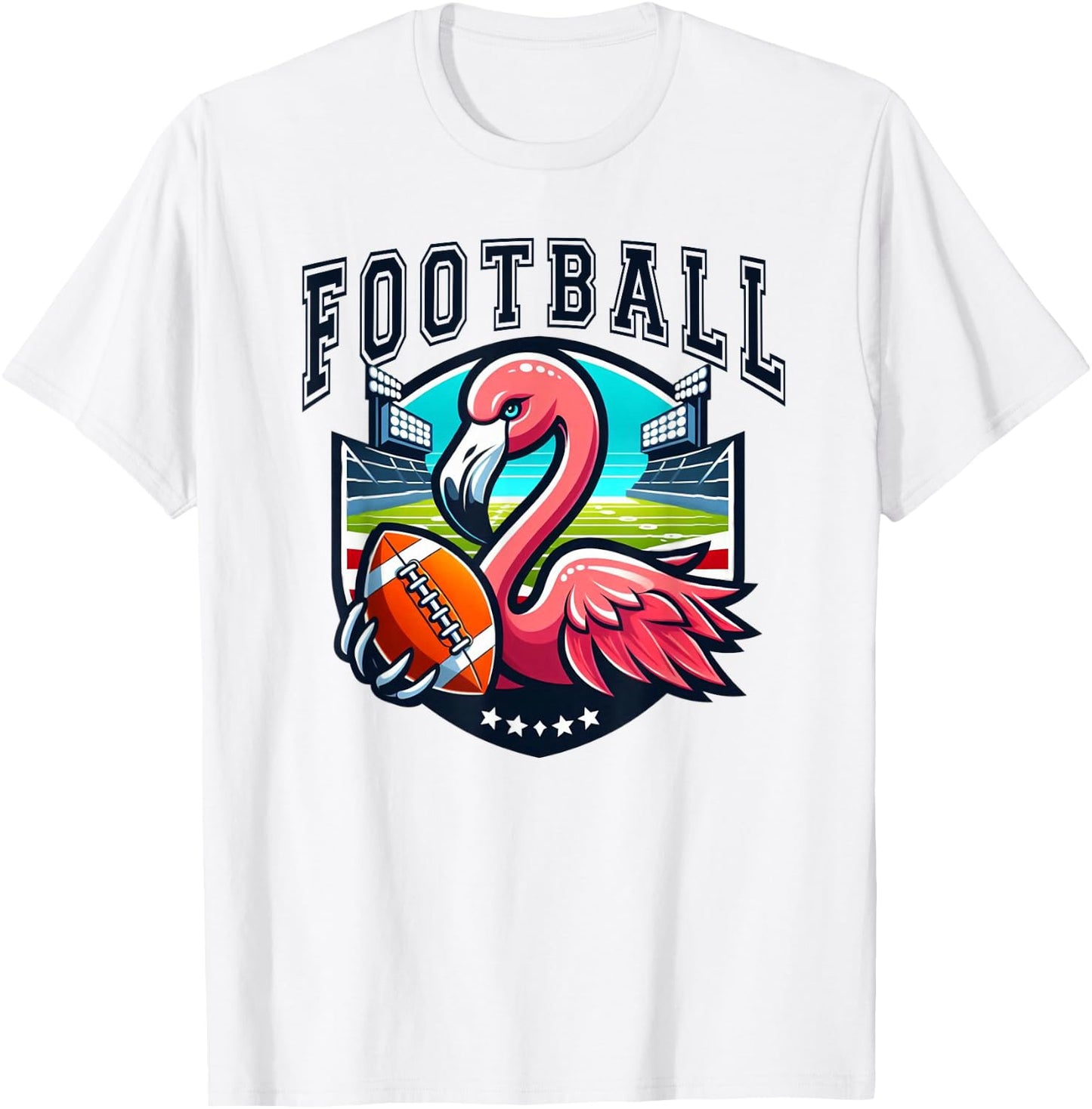 Football Pink Flamingo Playing T-Shirt - T-Shirt | White