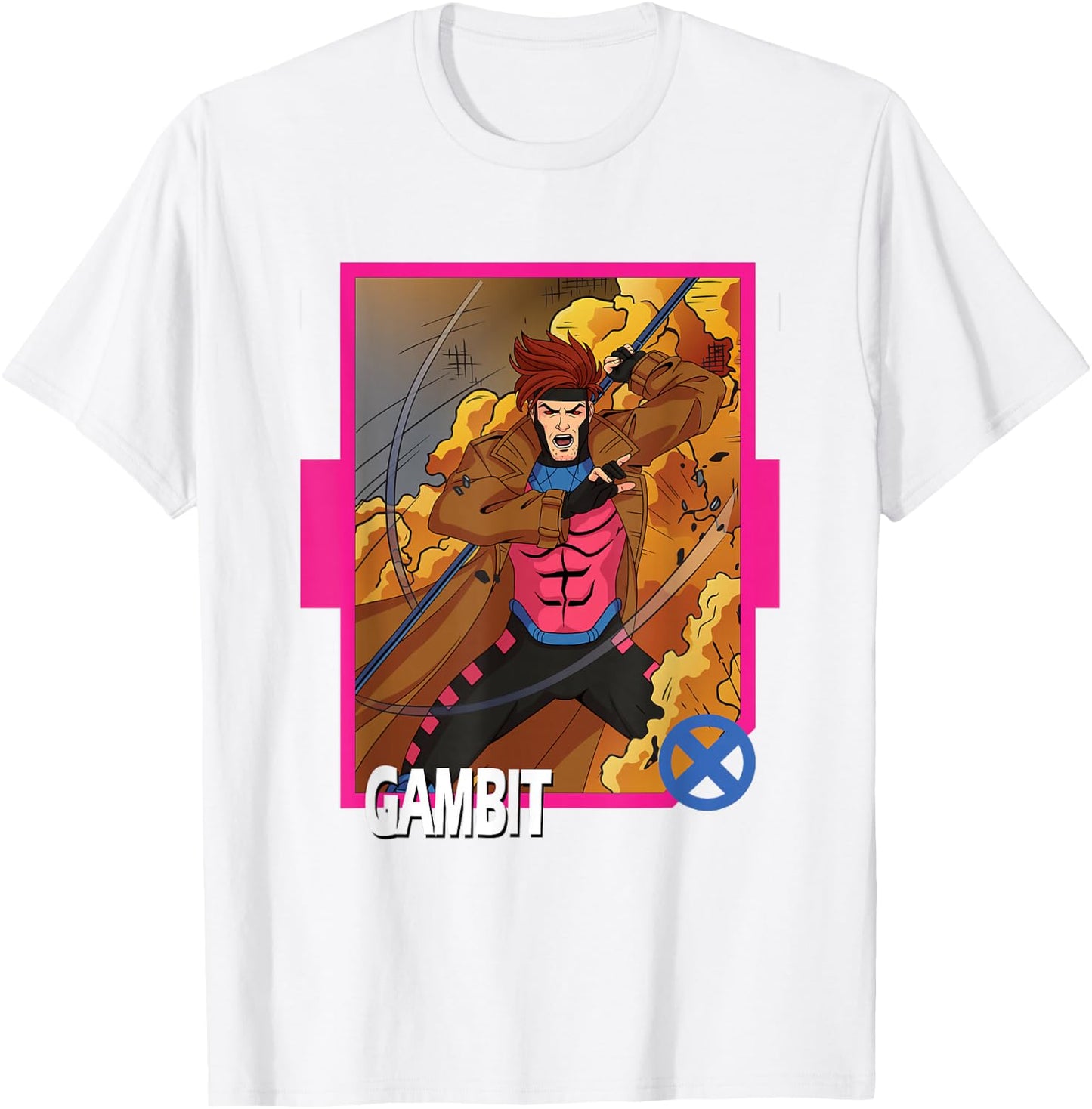 Marvel X-Men '97 Classic Gambit Vintage Super Hero Card T-Shirt - T-Shirt | White