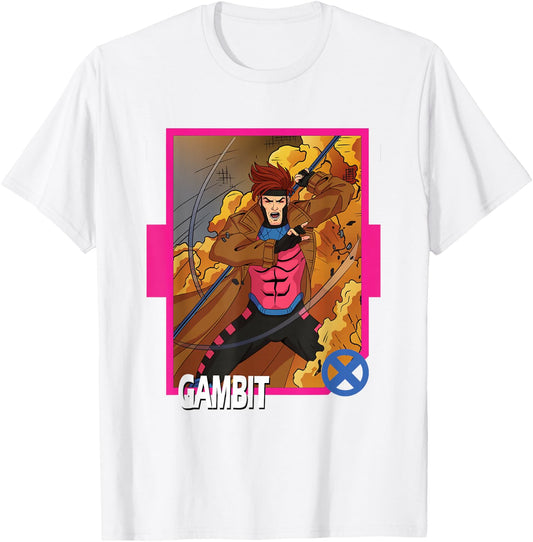 Marvel X-Men '97 Classic Gambit Vintage Super Hero Card T-Shirt - T-Shirt | White