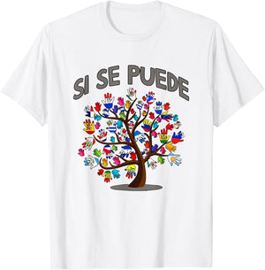 Hispanic Heritage Month Si Se Puede Tree Roots Latina Flag T-Shirt - T-Shirt | White