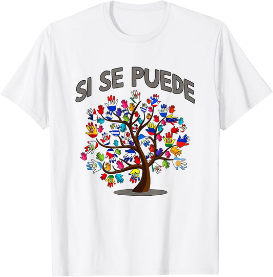 Hispanic Heritage Month Si Se Puede Tree Roots Latina Flag T-Shirt - T-Shirt | White