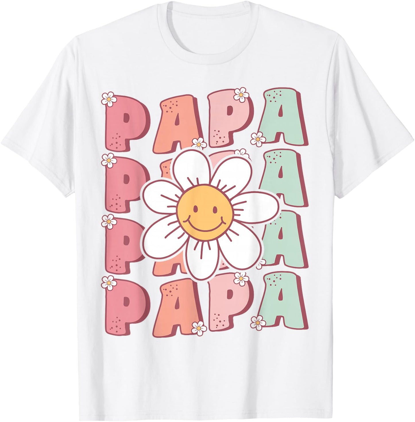 Groovy Papa Matching Family Birthday Party Daisy Flower T-Shirt - T-Shirt | White