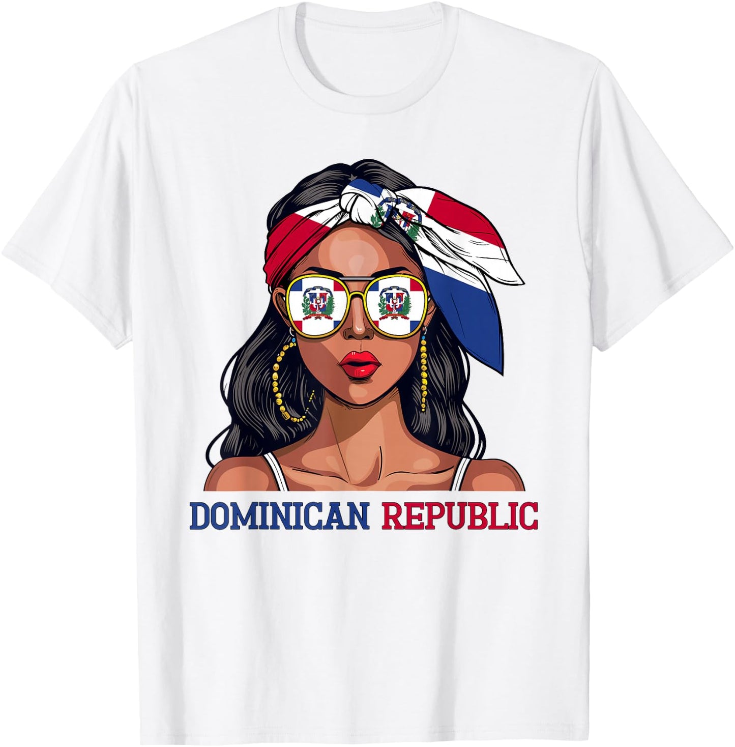 Dominican Souvenirs Woman Flag Roots Dominican Republic T-Shirt - T-Shirt | White