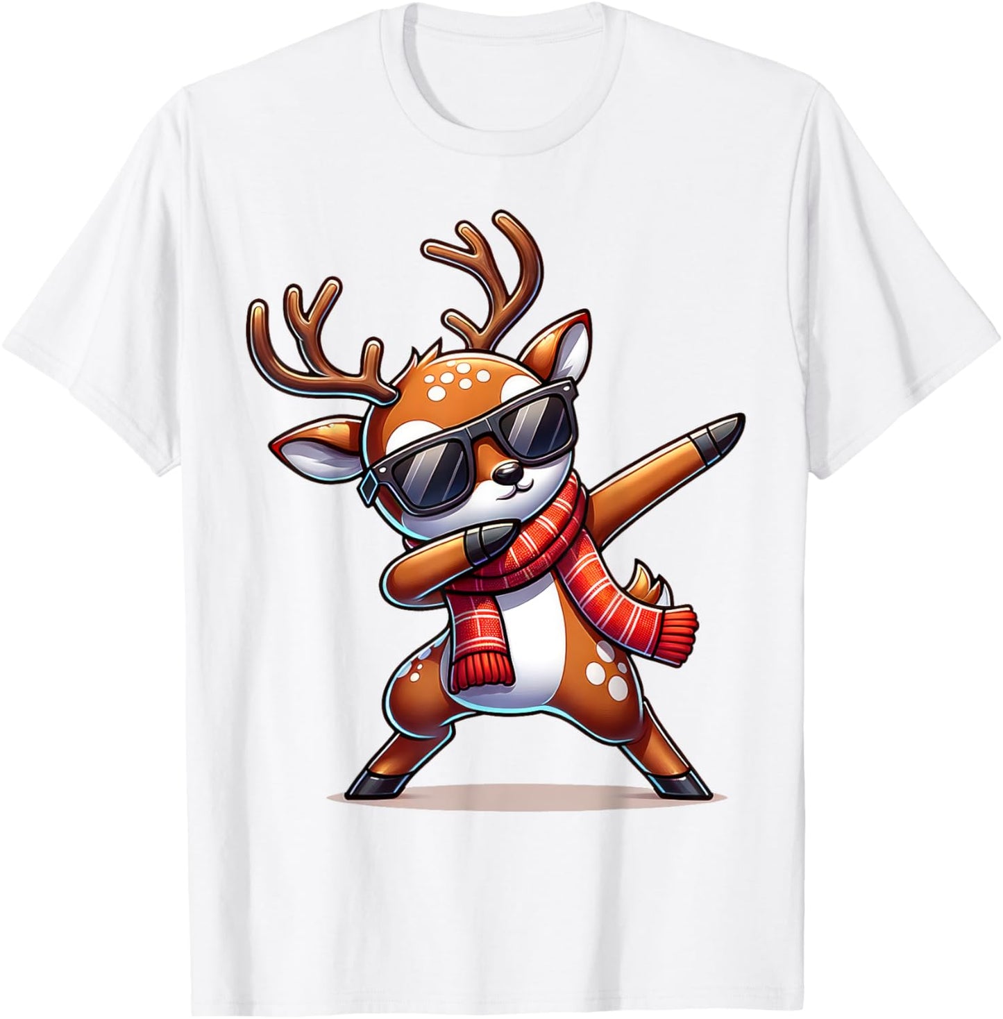 Christmas Reindeer Boys Dabbing Reindeer Santa Xmas Funny T-Shirt - T-Shirt | White