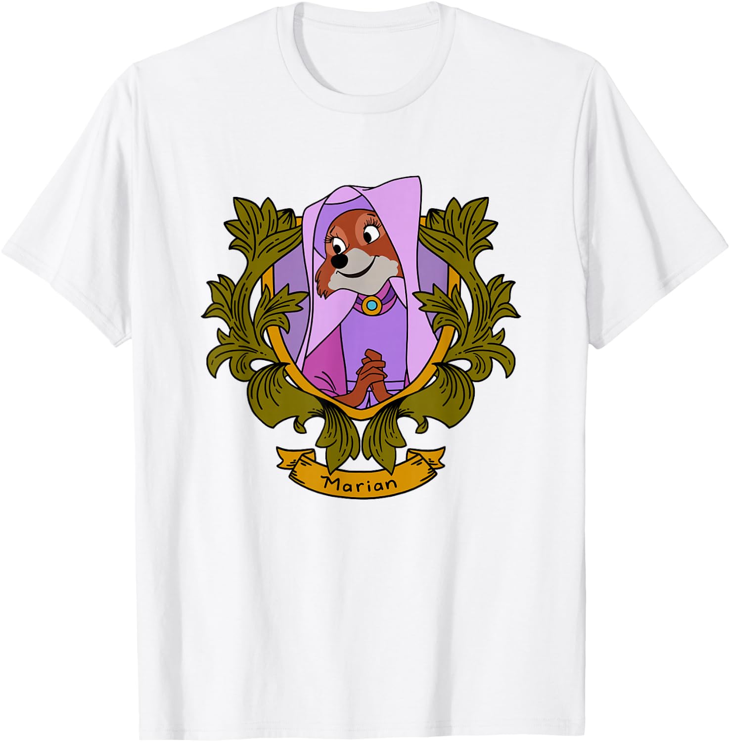 Disney Robin Hood Marian Vintage Floral Portrait T-Shirt - T-Shirt | White