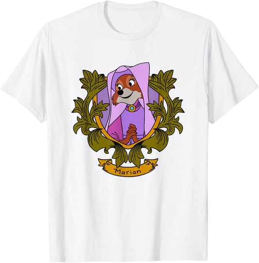 Disney Robin Hood Marian Vintage Floral Portrait T-Shirt - T-Shirt | White