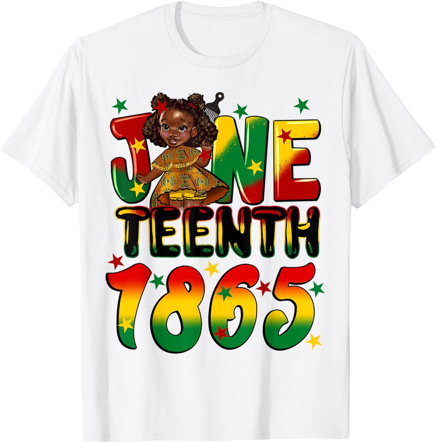 African American Melanin Black Girls Kids Juneteenth 1865 T-Shirt - T-Shirt | White