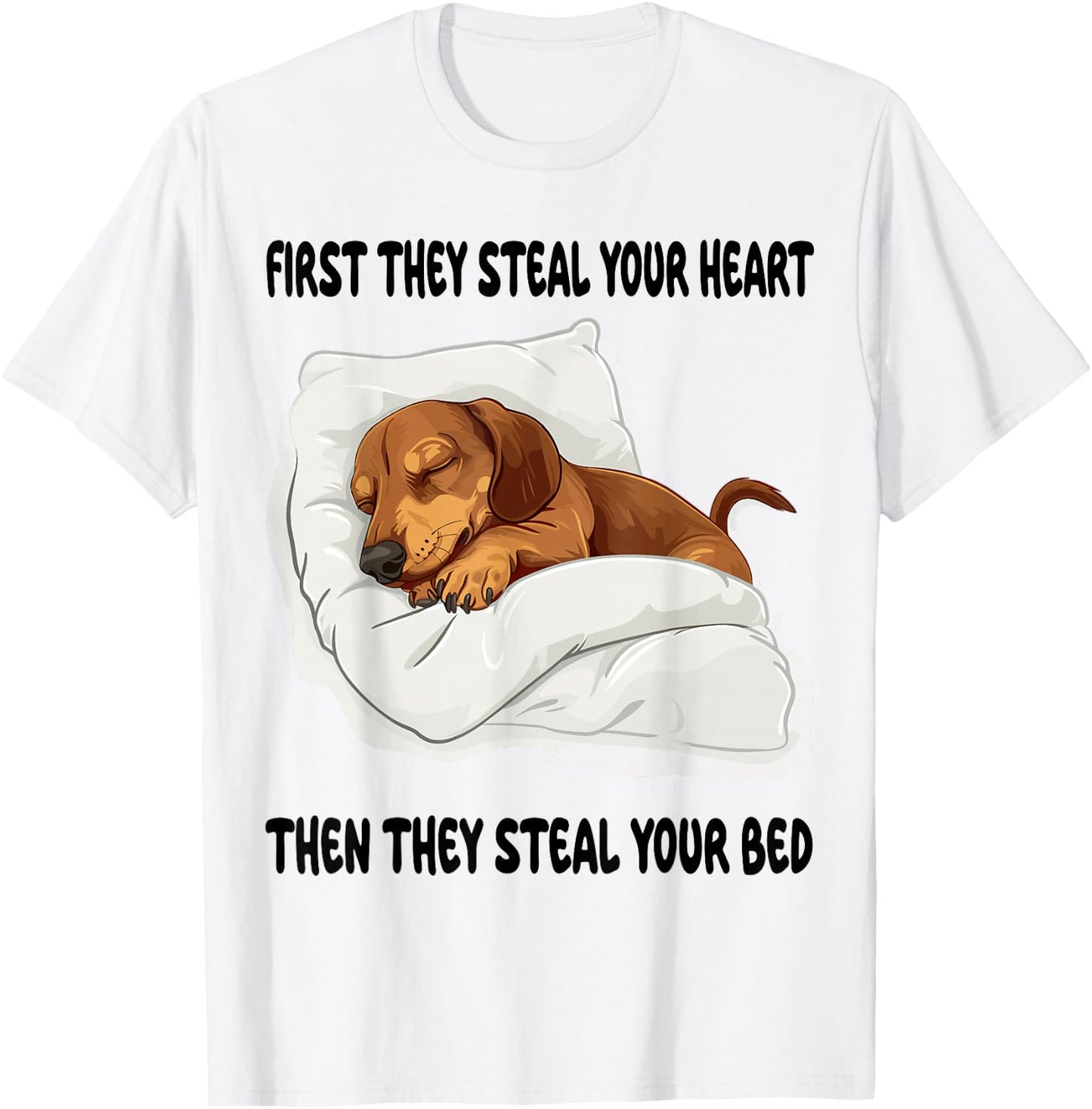 Dachshund Wiener Doxie Sleeping Pajamas Nightgown T-Shirt - T-Shirt | White
