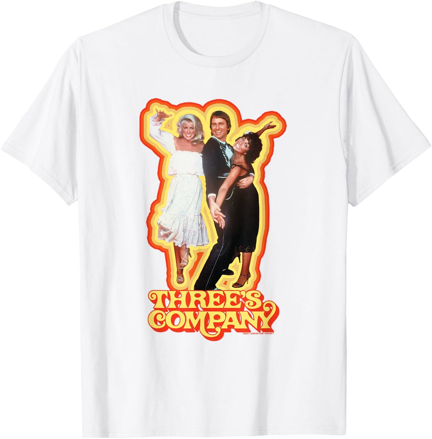 Three's Company Dancing Roommates Retro Jack Chrissy Jan 80s T-Shirt - T-Shirt | White
