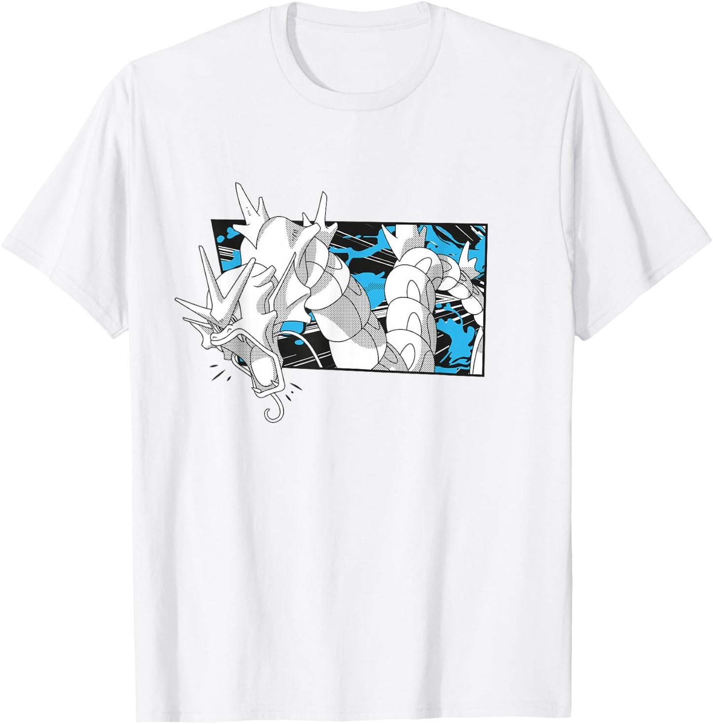 Pokémon Gyarados Full Of Rage Manga Panel Retro Shot T-Shirt - T-Shirt | White