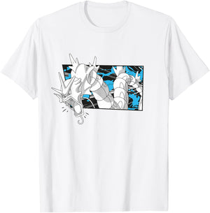 Pokémon Gyarados Full Of Rage Manga Panel Retro Shot T-Shirt - T-Shirt | White