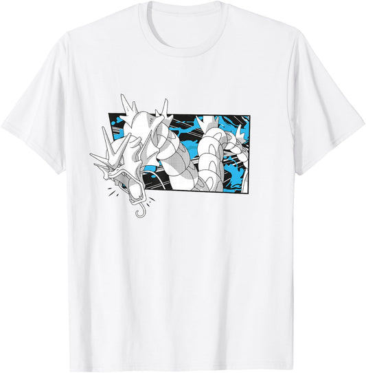 Pokémon Gyarados Full Of Rage Manga Panel Retro Shot T-Shirt - T-Shirt | White