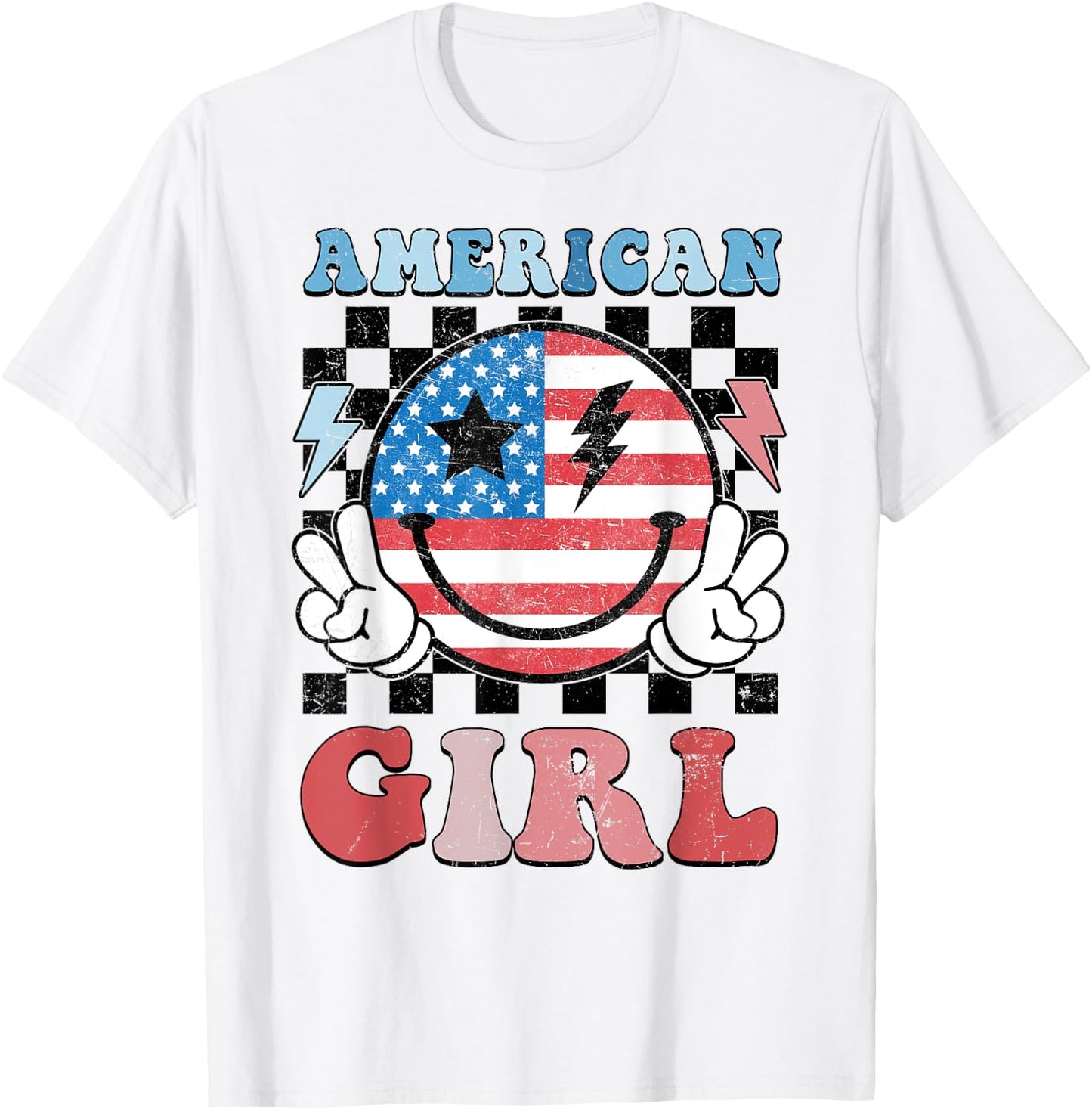 American Girl Toddler Teens Kids 4th of July Patriotic T-Shirt - T-Shirt | White