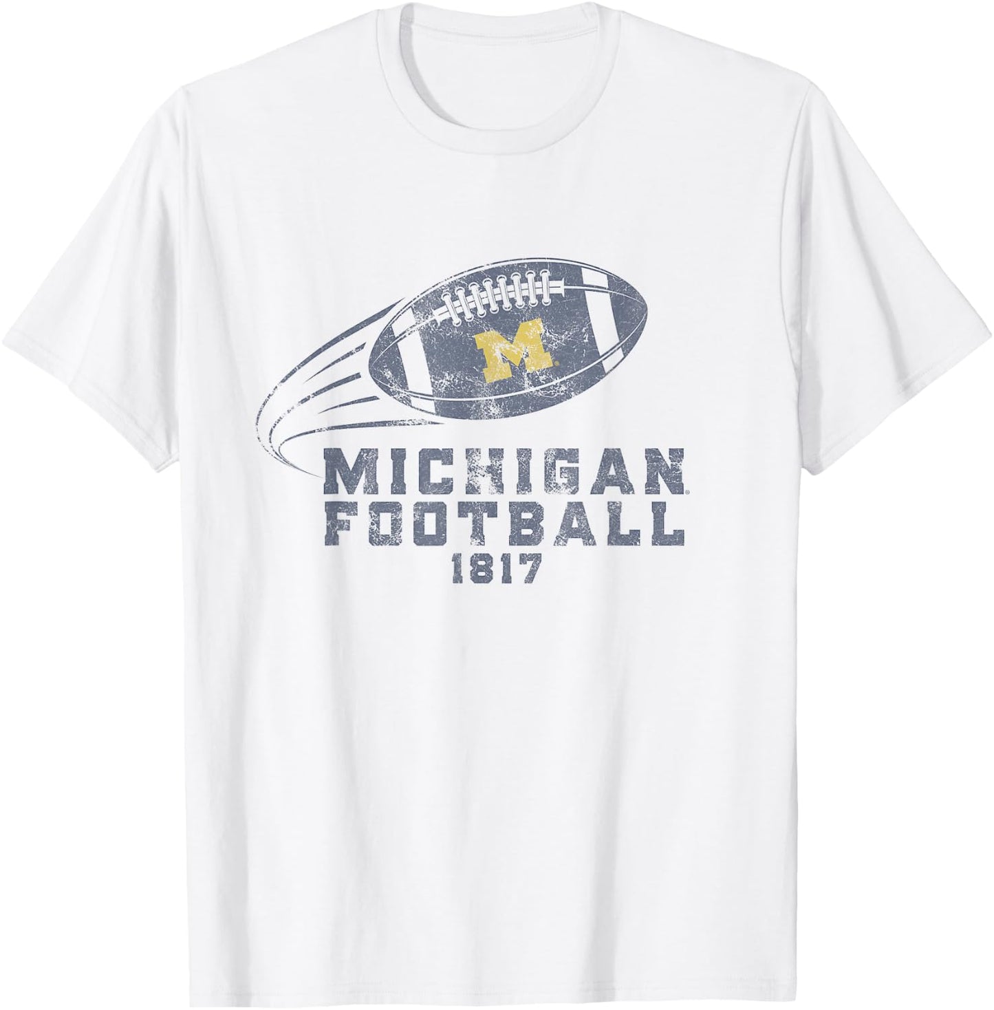 University of Michigan Wolverines U of M Spirit Football T-Shirt - T-Shirt | White