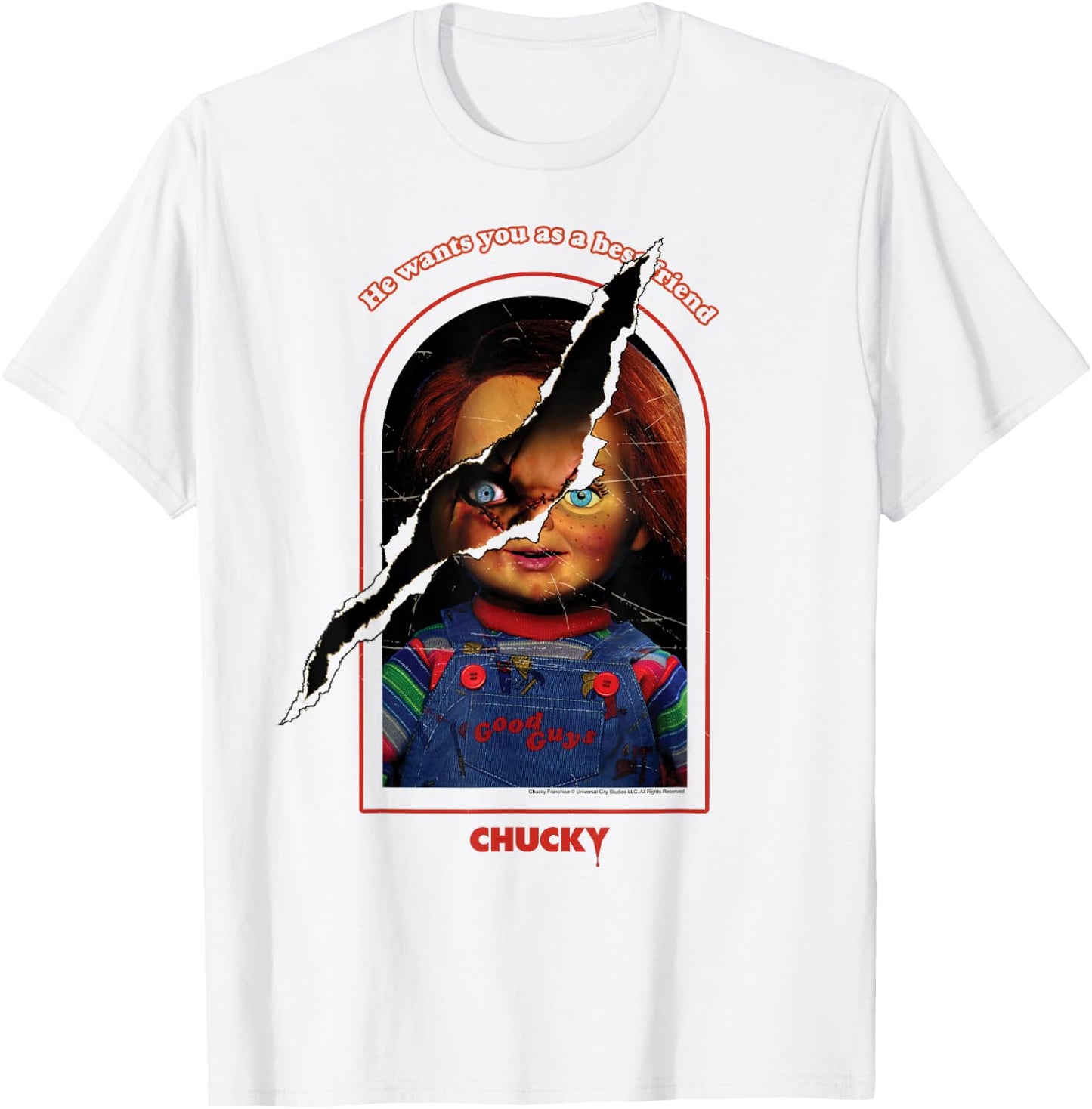 Chucky Split Face T-Shirt - T-Shirt | White