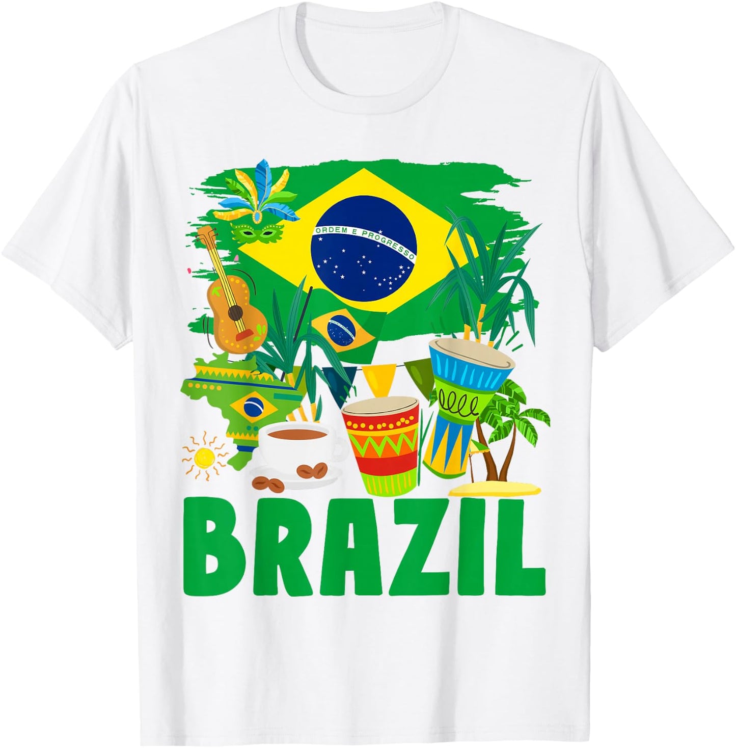 Brazil Flag Outfit Idea For Kids Brasil & Brazilian Flag T-Shirt - T-Shirt | White