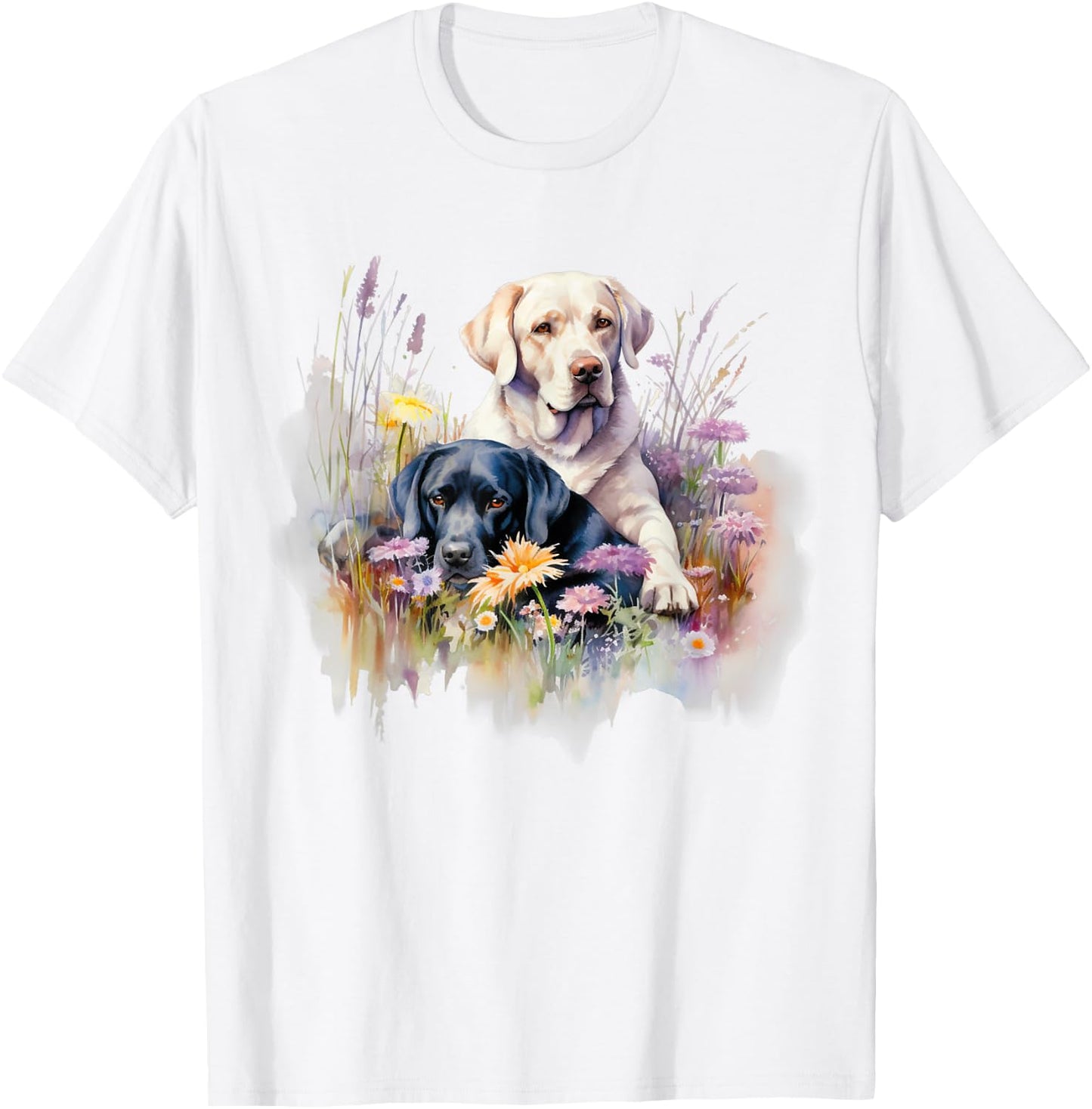 Floral Wildflower Dog Labrador Retriever T-Shirt - T-Shirt | White