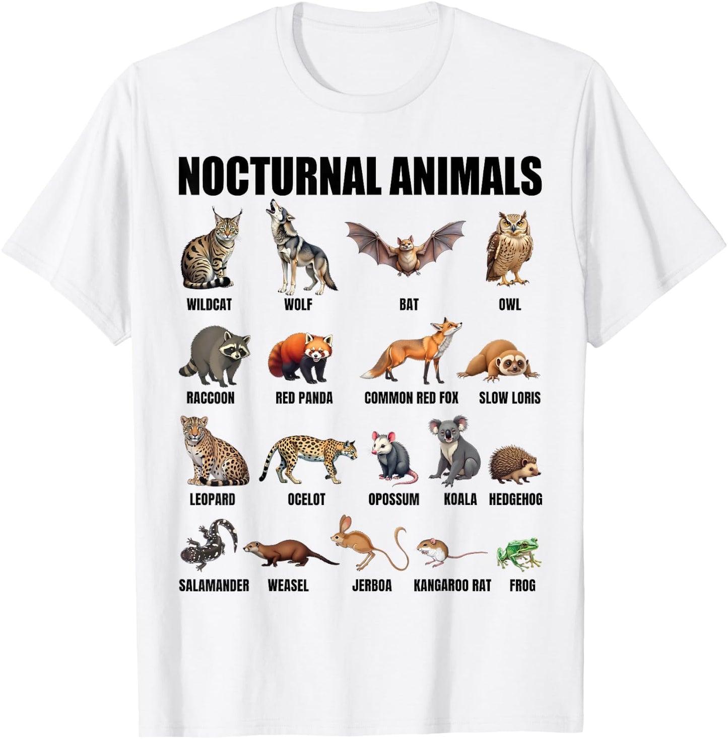 Nocturnal Animals Educational Wildlife Science Nature Lover T-Shirt - T-Shirt | White