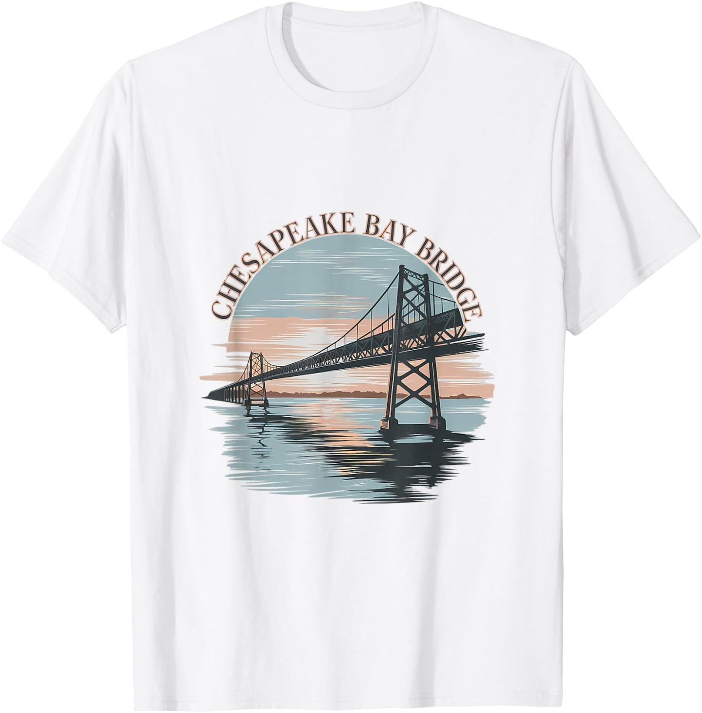 Vintage Chesapeake Bay Bridge Sunrise Memento Maryland Icon T-Shirt - T-Shirt | White