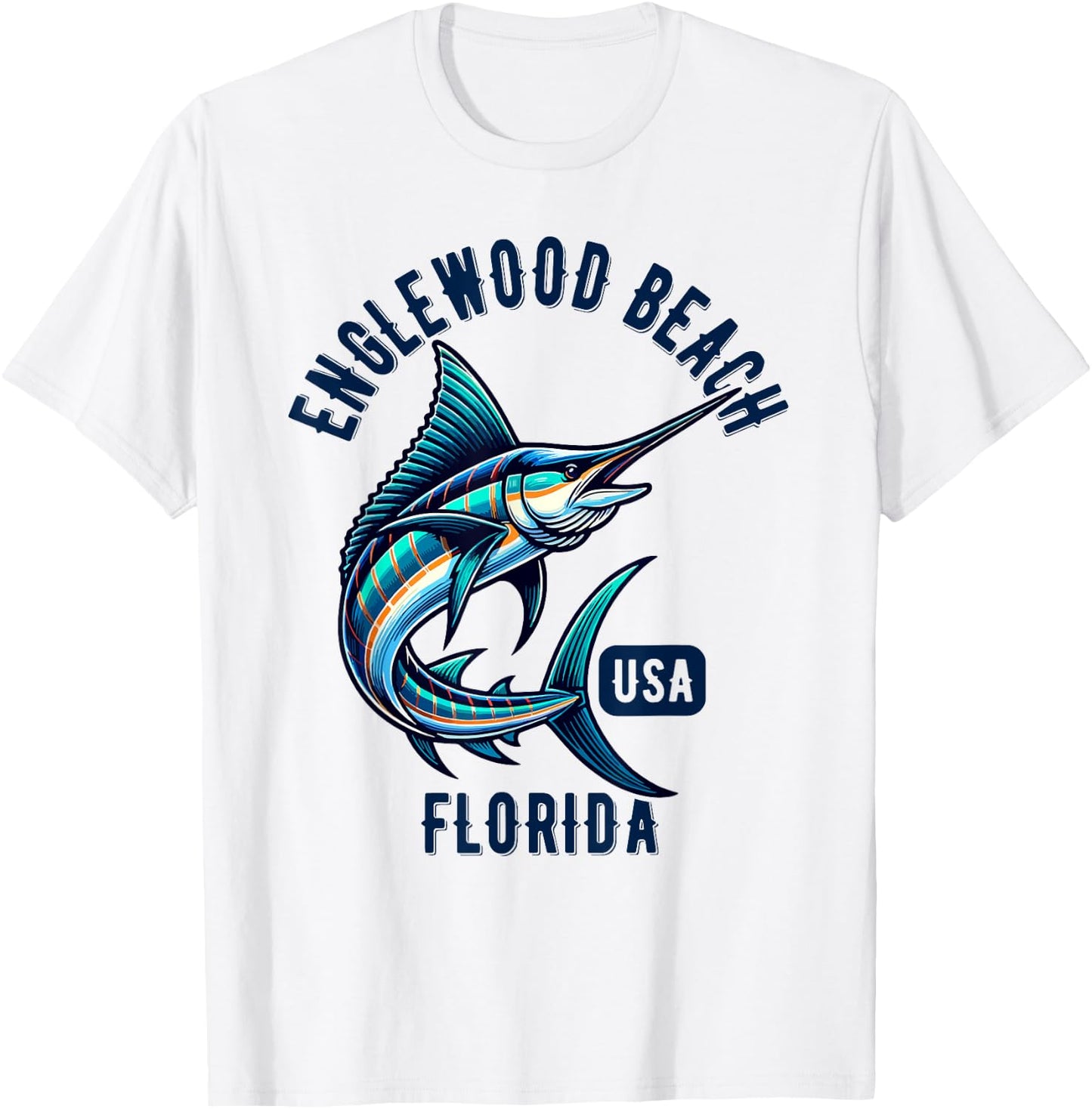 Englewood Beach Florida USA Fishing Design T-Shirt - T-Shirt | White