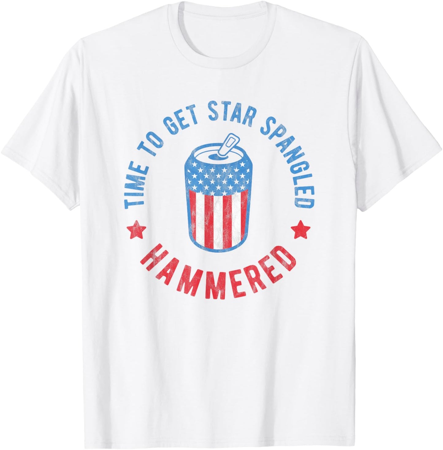 Time to Get Star Spangled Hammered Shirt 4th July Drinking T-Shirt - T-Shirt | White