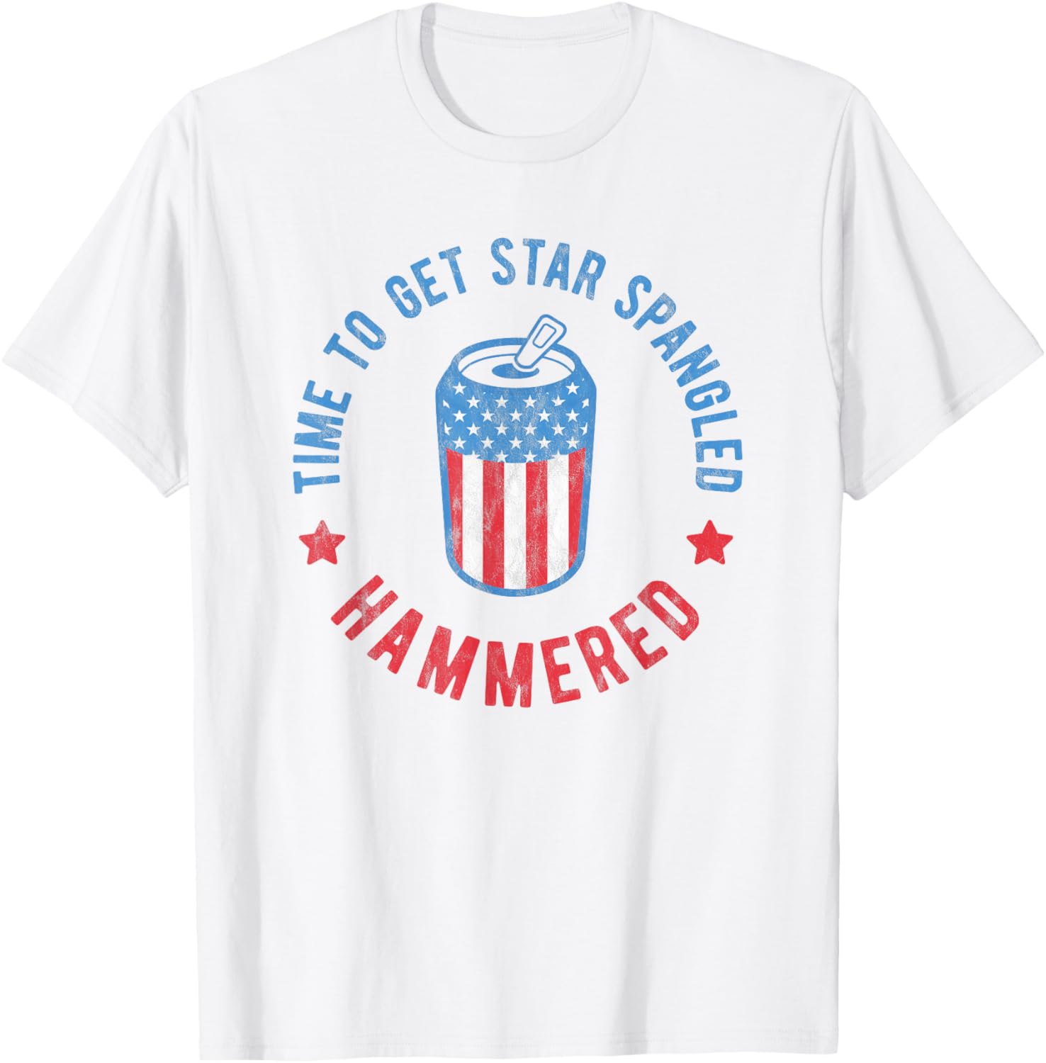 Time to Get Star Spangled Hammered Shirt 4th July Drinking T-Shirt - T-Shirt | White