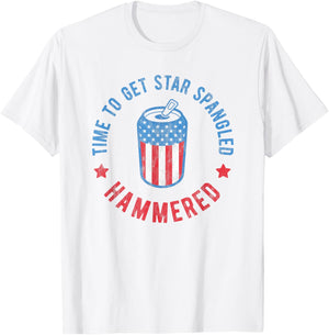 Time to Get Star Spangled Hammered Shirt 4th July Drinking T-Shirt - T-Shirt | White