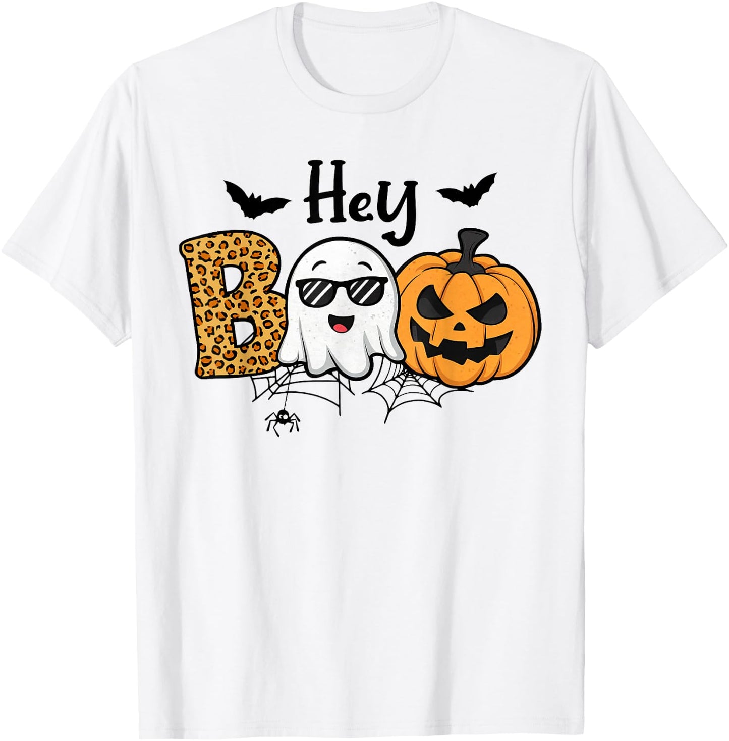 Halloween Hey Boo Ghost Pumpkin Costume Women Girls Kids T-Shirt - T-Shirt | White