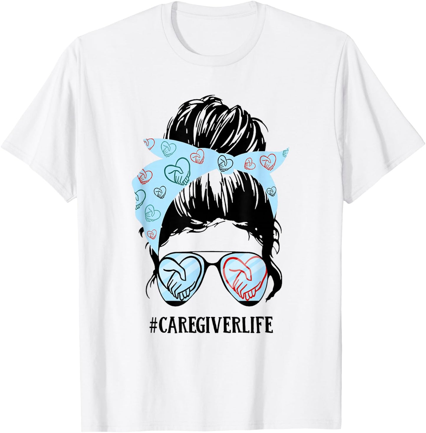 Caregiver Life Messy Bun T-Shirt - T-Shirt | White