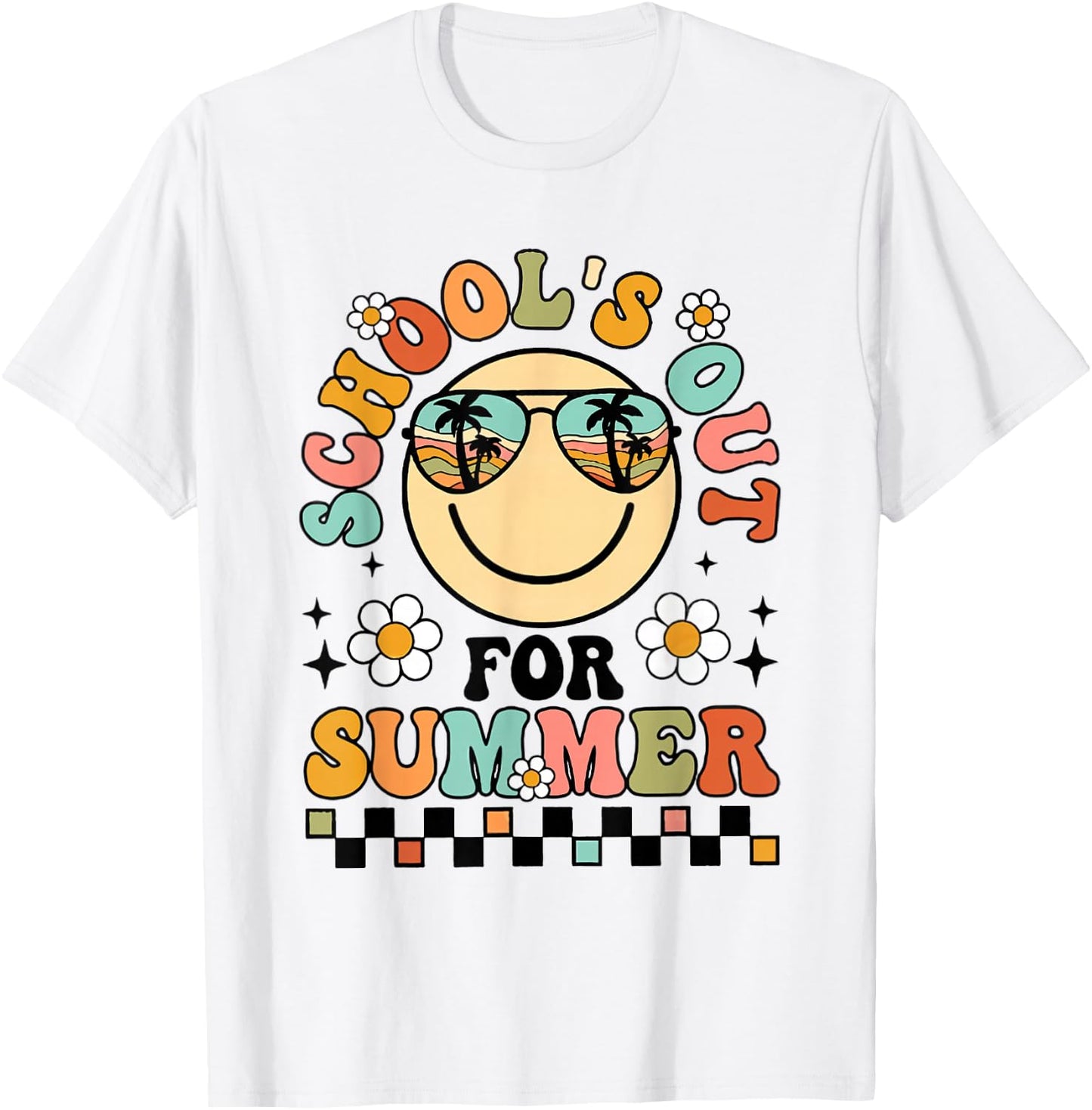 Retro Schools Out For Summer Kindergarten Grad Toddler Kids T-Shirt - T-Shirt | White