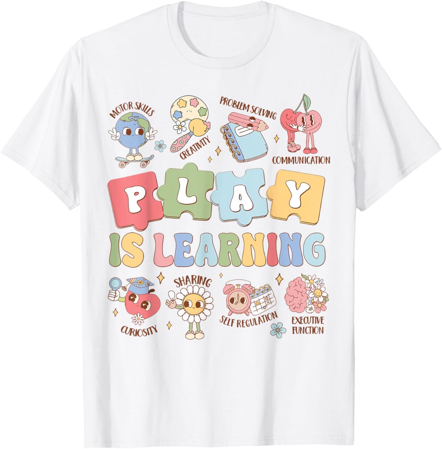 Teacher Groovy Play Is Learning Back To School T-Shirt - T-Shirt | White